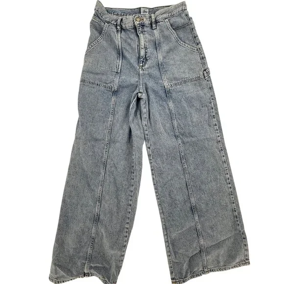 Vintage Lee Workwear Womens Wide-Leg Denim Jeans, Size 30, High-Waist Relax Fit - Picture 1 of 10